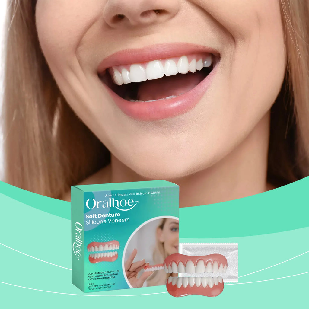 Silicone Dentures False Teeth Full Set Easy Wear Comfortable Anti Friction Protect Mouth Prevent Falling Soft Denture Reline Kit Qme