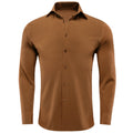 Hi-tie Plain Solid Silk Men's Shirts Long Sleeve Lapel Dress Suit Qme CY-1628 XXXL
