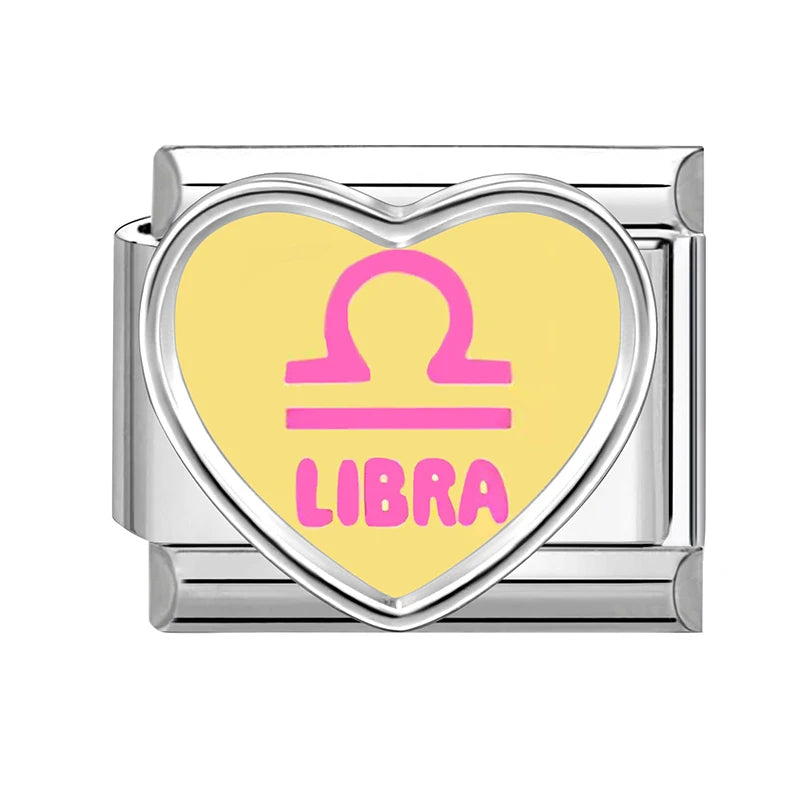 New2026 Unique Inlay Heart Constellation Theme Italian Charm Link Fit 9MM Bracelet Stainless Steel Women Men DIY Making Gifts Qme Style 7