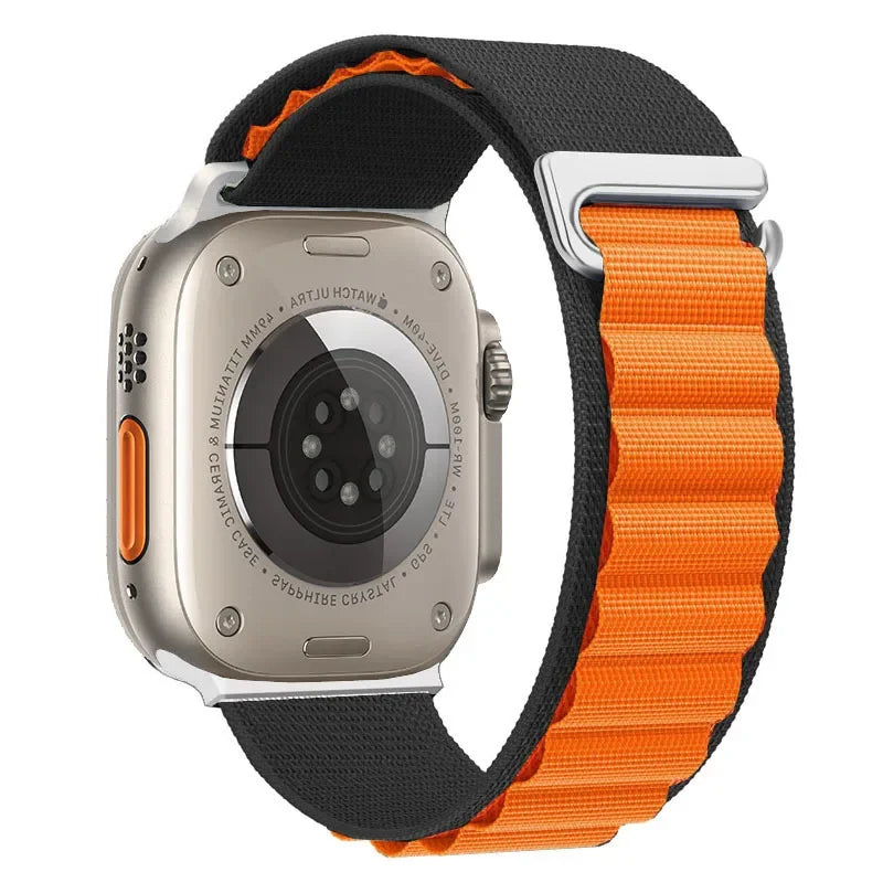 T Suitable for Apple IWatch Watch Strap 49mm 44mm 45mm 42mm Nylon Mountaineering Wear-resistant Woven Strap for Men Qme Black Orange 25mm 49MM