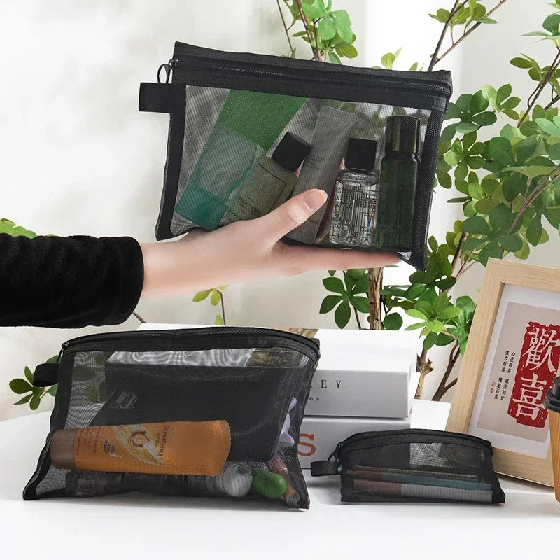 A4 A5 A6 Nylon Mesh File Bag Transparent Zipper Test Paper Information Student Pen Bag Transparent Mesh Cosmetic Storage Bag Qme