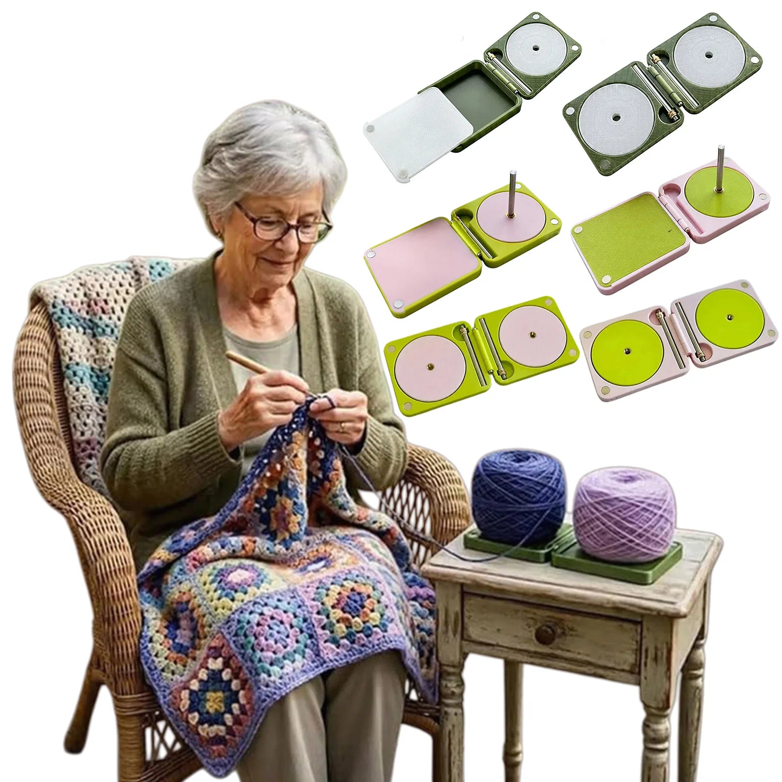 Portable Yarn Holder Travel Yarns Dispenser Multi-Functional Knitting Accessory Box Practical Gifts for Knitters Crocheters Qme