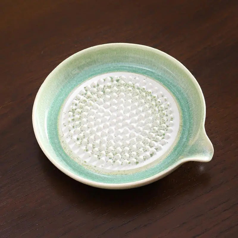 Porcelain Ceramic Garlic Grater Plate Ginger Wasabi Grinder With Spout Kitchen Tool For Paste Making Qme Green