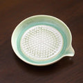 Porcelain Ceramic Garlic Grater Plate Ginger Wasabi Grinder With Spout Kitchen Tool For Paste Making Qme Green