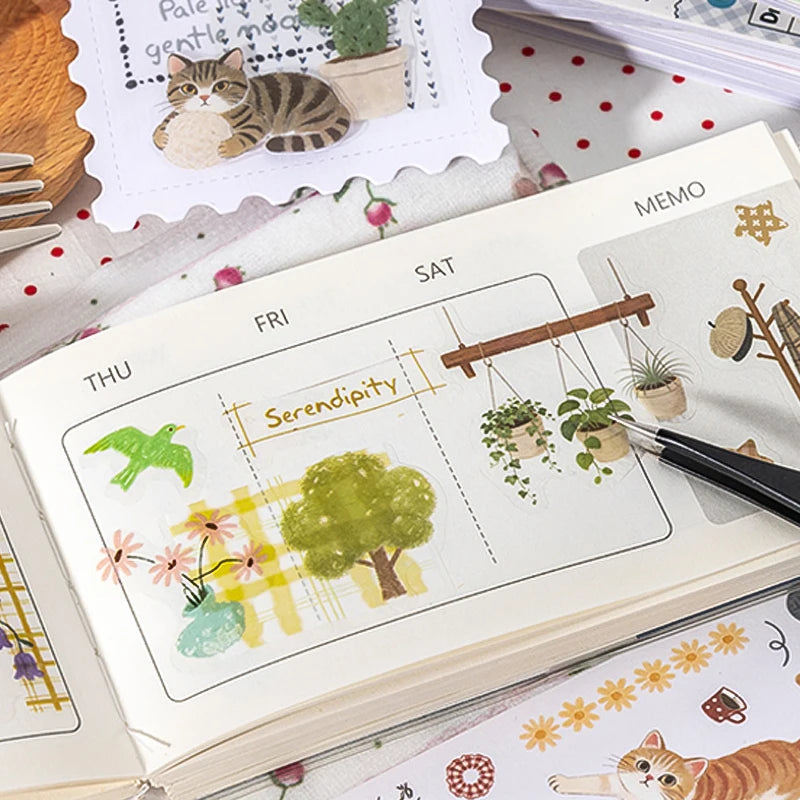 Fresh & Healing Die-Cut Sticker Book, Journaling, Toppa Decoration & Gift Wrapping, Highly Compatible for Multiple Scenes Qme