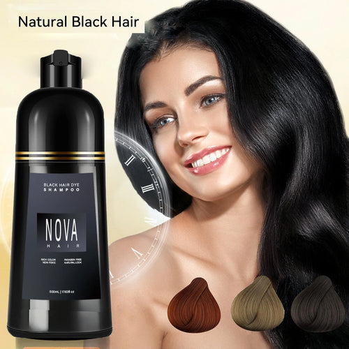 1 2 Black Hair Dye Shampoo Nova Instant Coloring Gray Long Lasting Qme
