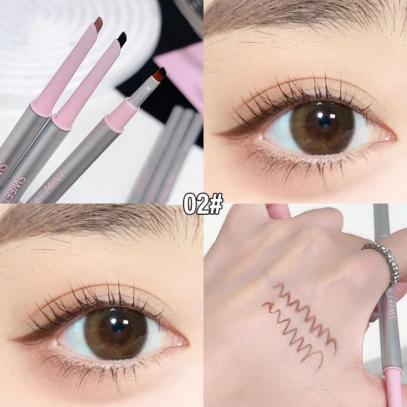 2-in-1 Eyeliner Pencil with Brush, Ultra Fine Tip Gel Eyeliner, Smudge-Proof Long Lasting, Black Brown Waterproof Natural Makeup Qme 02 light brown