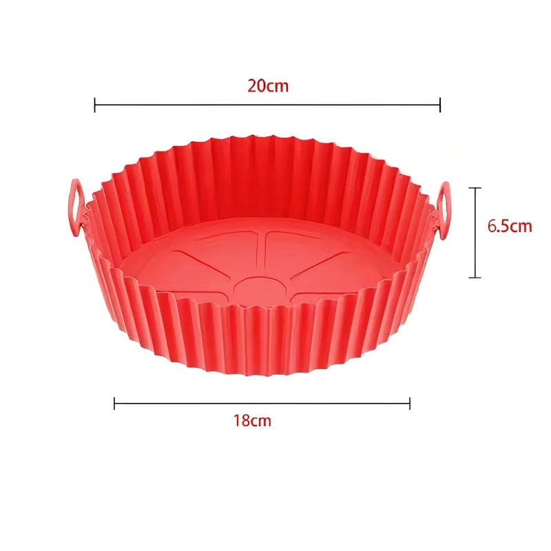 Square Reusable Silicone Air Fryer Liners Non-stick Heat Resistant Baking Liner for 4-7QT Home Kitchen Cooking & Baking Supplies Qme 18-Red