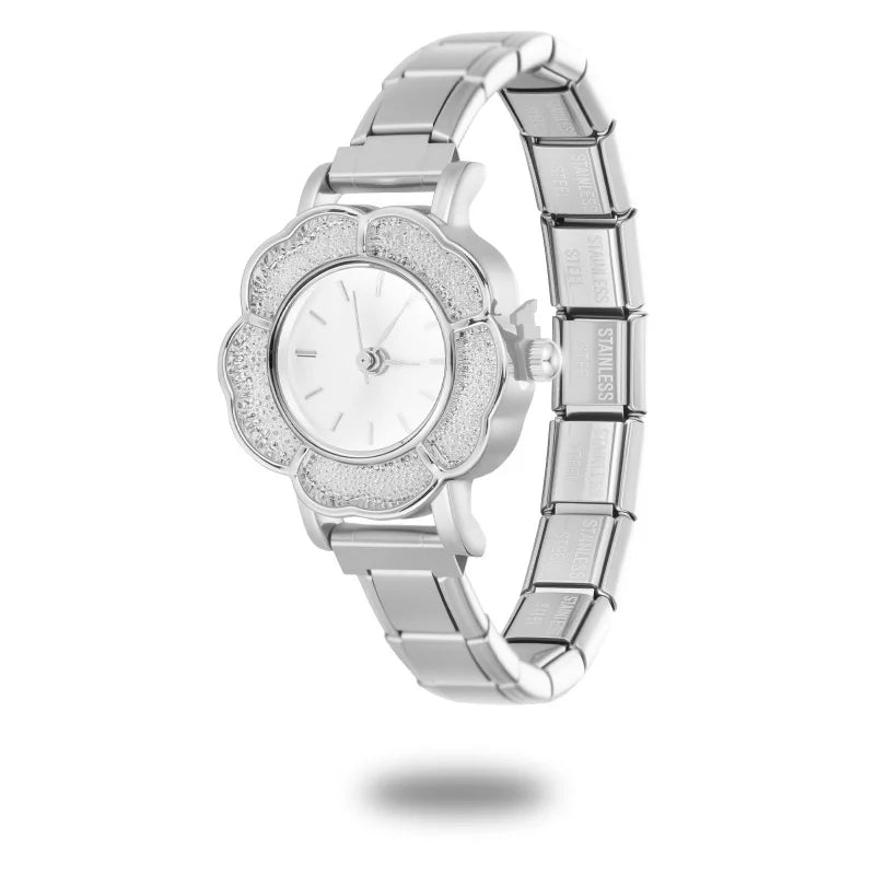 Wholesale Fashion Women's Mens Stainless Steel Round Hexagon Flower Shape High Quality Watch Bracelet For Friend DIY Watch Gifts Qme Style 32