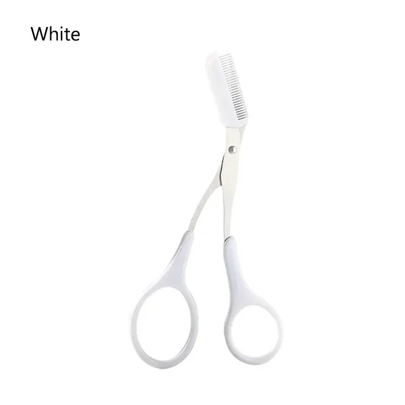 Stainless Steel Eyebrow Scissors with Comb Hair Removal Shaver Safe Eyebrow Trimmer Makeup Products Eyebrow Shaping Makeup Tools Qme B-White
