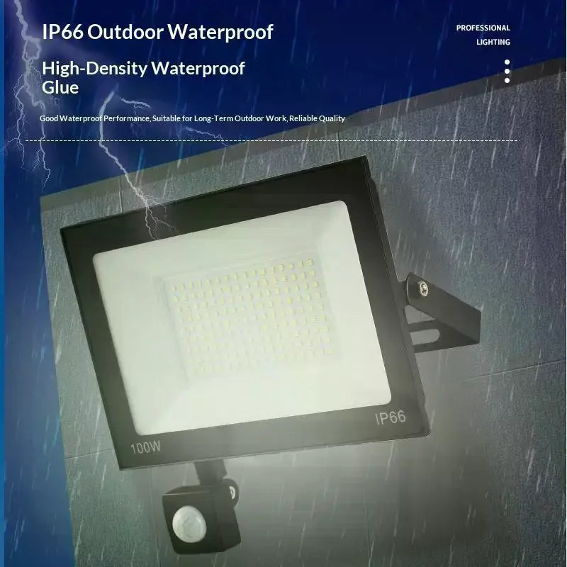 LED PIR Motion Sensor Floodlight Outdoor Wall Light 30W 20W 10W IP66 Waterproof LED Spotlight For Garden Courtyard Qme