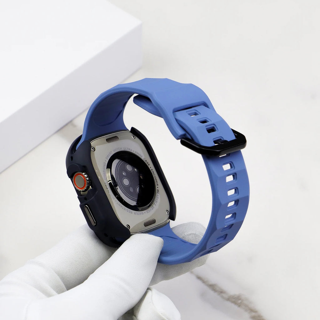 Silicone Sport Strap+Case for apple watch 9 8 7 6 SE 5 Ultra 2 Belt Bracelet Iwatch Series 49mm 45mm 41mm 44mm Protective Cover Qme