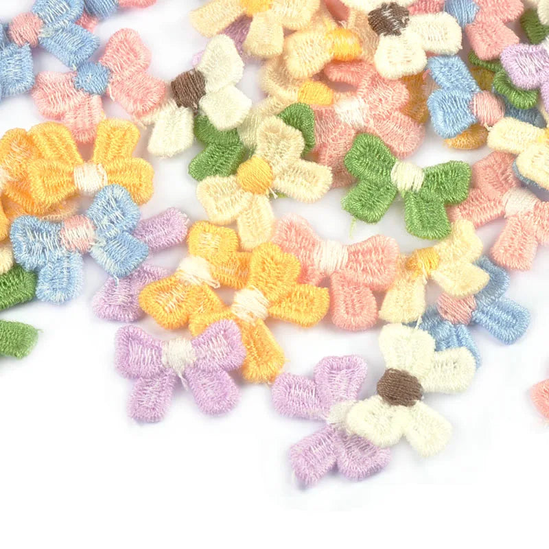 30pcs 19.5x14.5mm Macaron Color Mix Bow Embroidered Patch For Sewing Supplies DIY Clothes Appliques Handmade Bag Hat Decor c3778 Qme