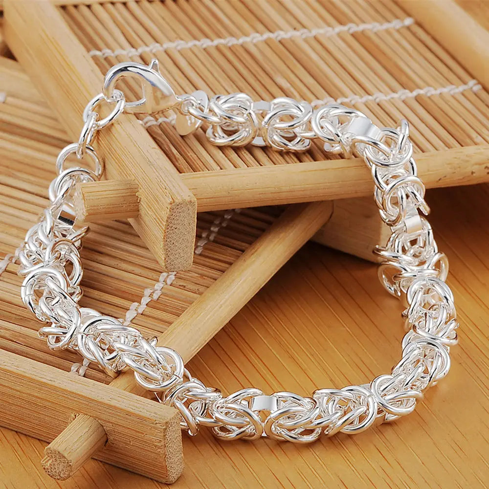 Noble 925 Sterling Silver Bracelets Charm Classic Chain for Women Men Wedding Party Good Gifts High Quality Fashion Jewelry Qme