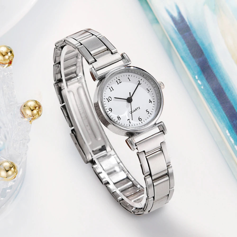 Moda feminina relógios simples pequeno mostrador analógico relógio de quartzo reloj mujer meninas relógio presente Qme 1