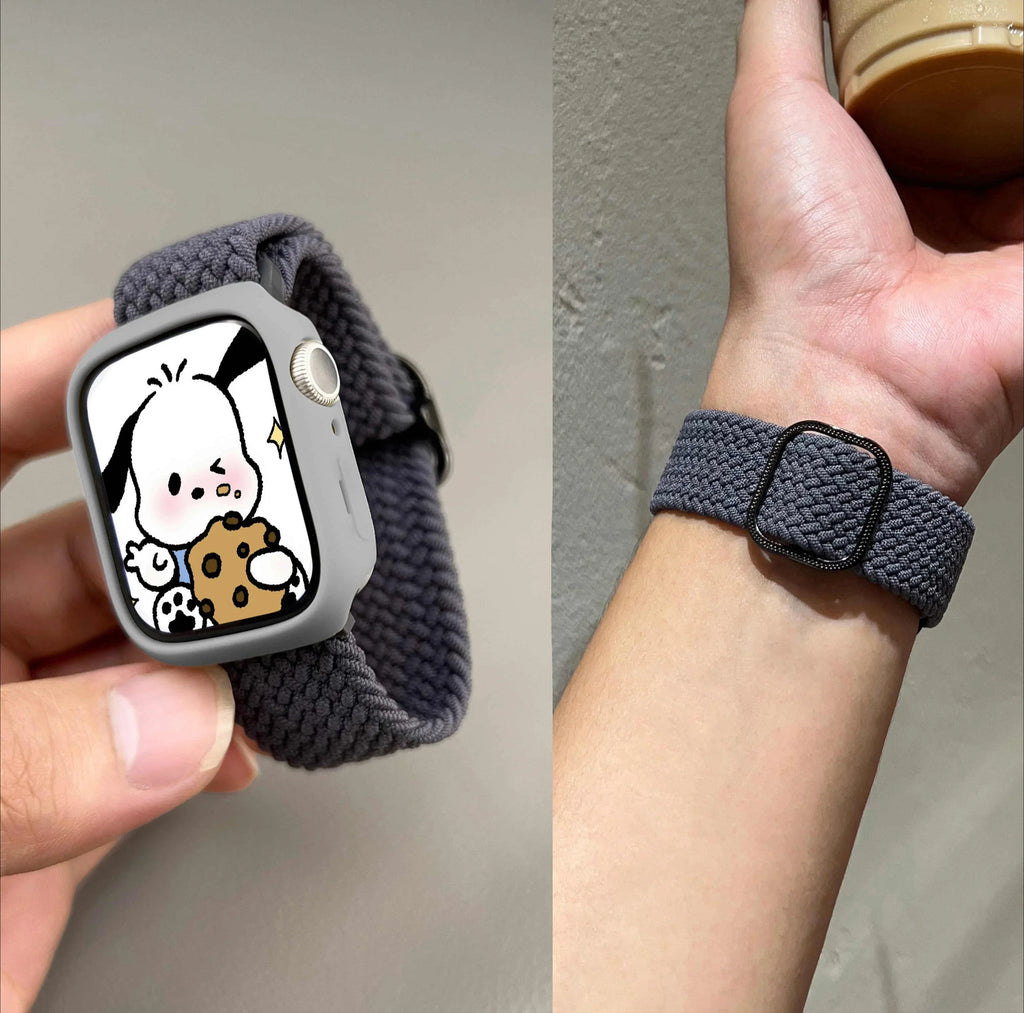 Korean Cute Braied Strap + Case For Apple Watch Band 49mm 46mm 45 44 38 42 Nylon Bracelet For iWatch Series 10 9 8 7 6 5 4 3 SE Qme