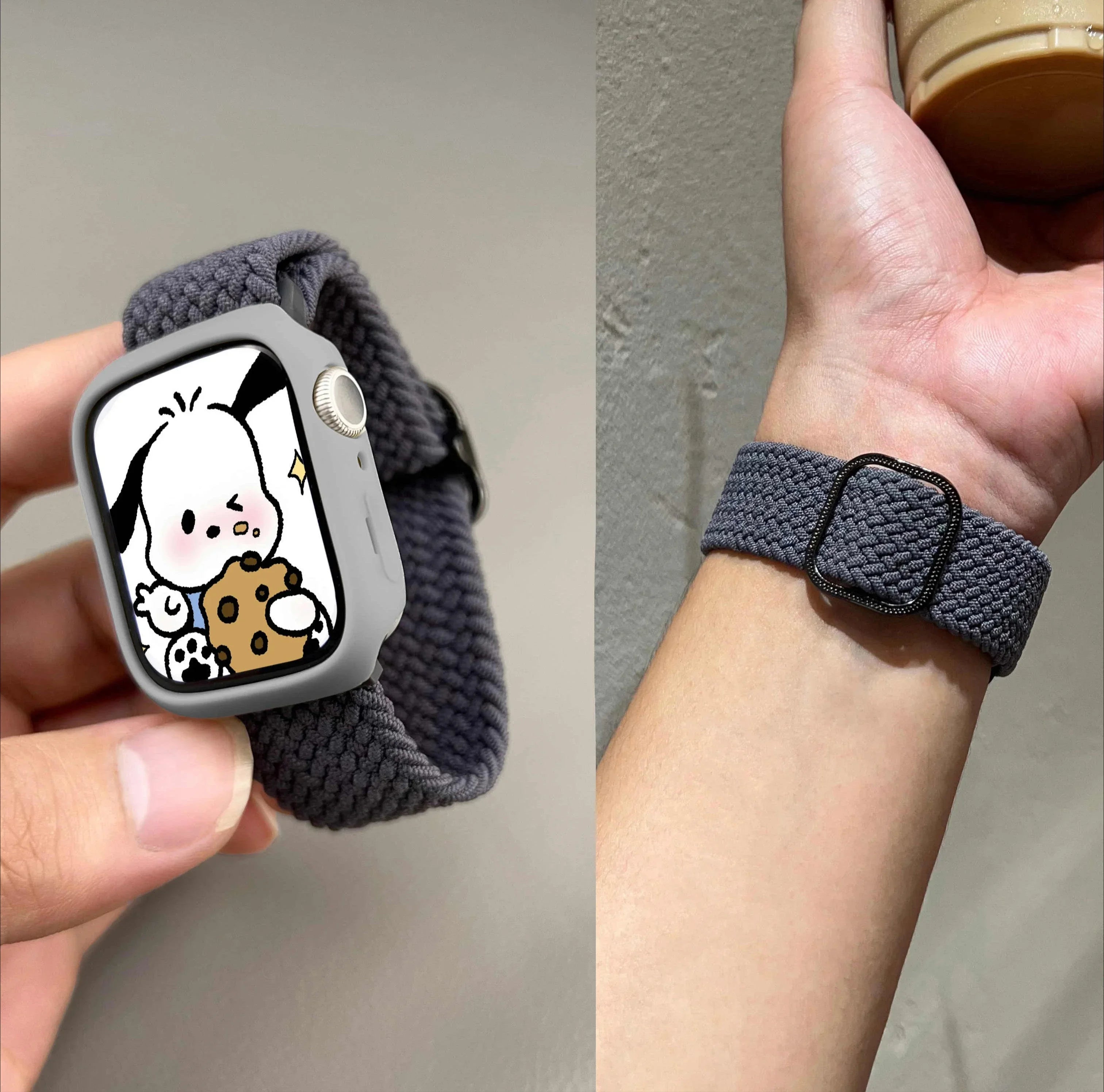 Korean Cute Braied Strap + Case For Apple Watch Band 49mm 46mm 45 44 38 42 Nylon Bracelet For iWatch Series 10 9 8 7 6 5 4 3 SE Qme