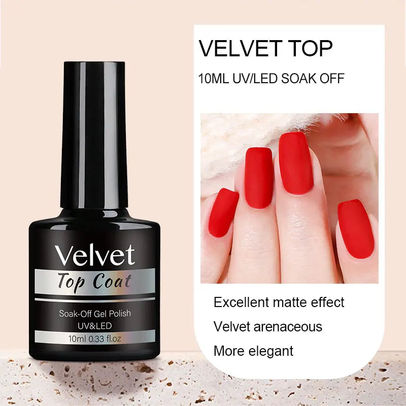 Arte Clavo UV LED Gel Nail Polish Base Primer Coat Varnishes Qme 10ml-VELVET-TOP