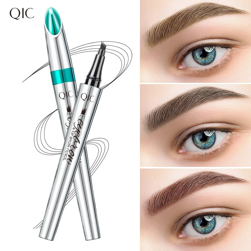 4 Points Eyebrow Pen 5 Colors Liquid Brow Pencil Dark Brown Microblading Eyebrow Pencil Waterproof Eyebrow Tattoo Pen Cosmetics Qme