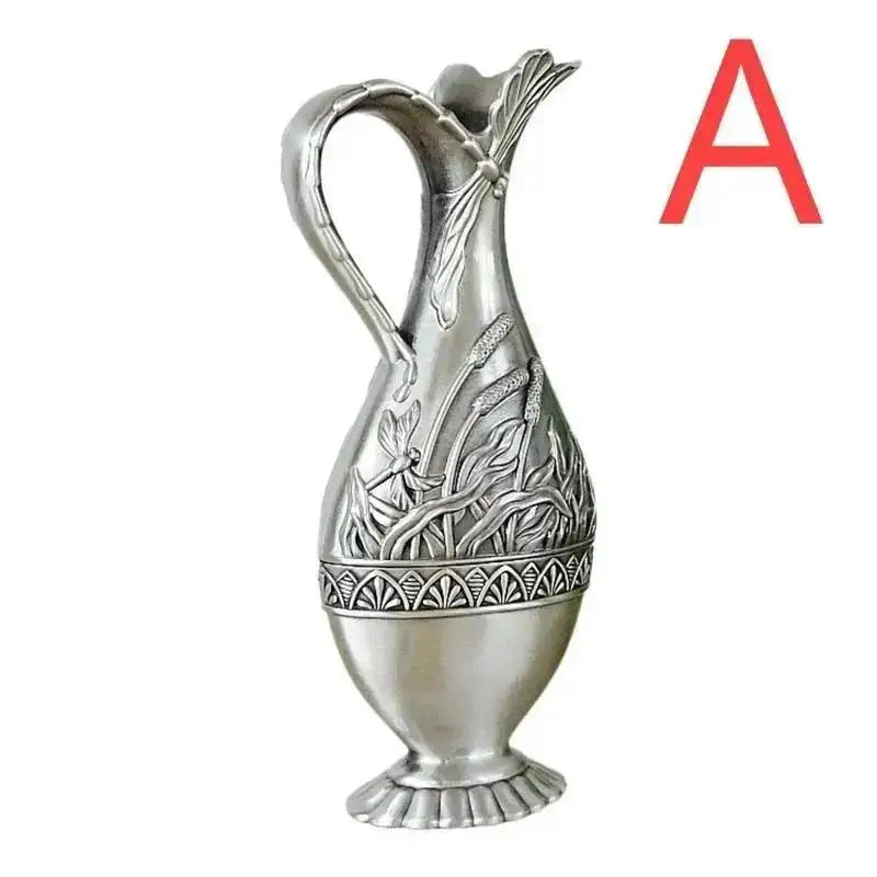 Vintage Metal Crafts Vase European Home Decor Relief Flower Pot Qme A
