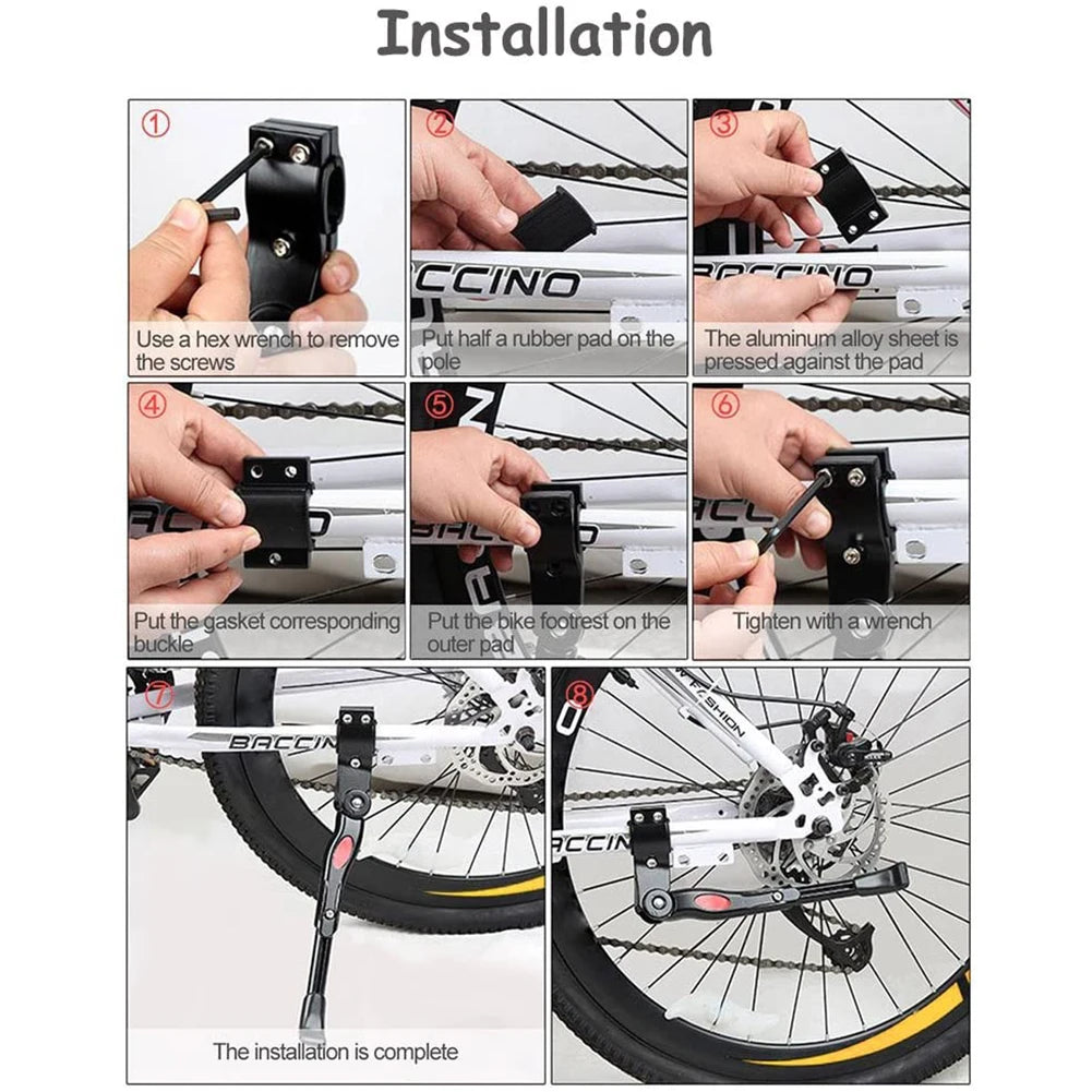 Adjustable Bike Kickstand Aluminum Alloy Non-Slip Rear Side Bicycle Kick Stand for 22 24 26 27 Road Bike/BMX/MTB Qme