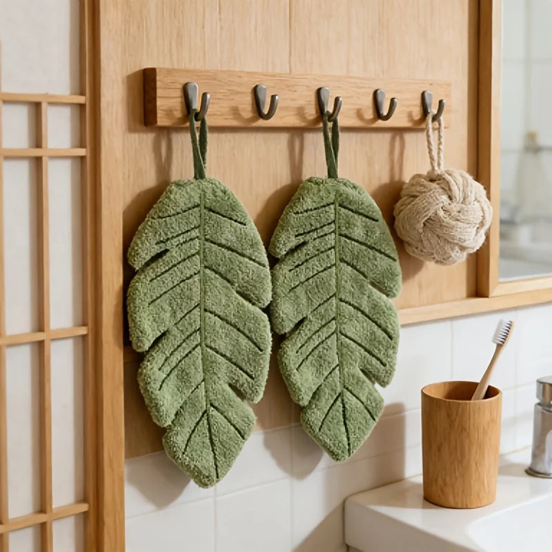 Banana Leaf Shaped Hanging Hand Towel, Suitable for Daily Wiping of Hands, Face, and Tableware, Decorative Hanging Decoration Qme