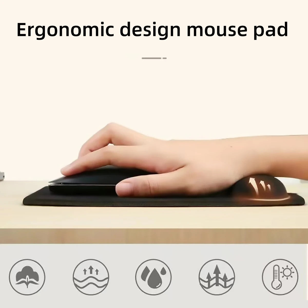Square EVA Anti Slip Strap Wrist Rest Mouse Pad Soft Comfortable Qme