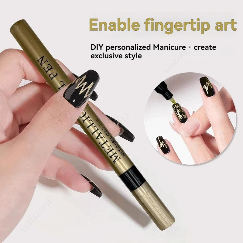 4 Colors Metal Nail Art Graffiti Pen Set Nail Marker Drawing Pen, Waterproof DIY Art Nail Painting Manicure Pen Qme