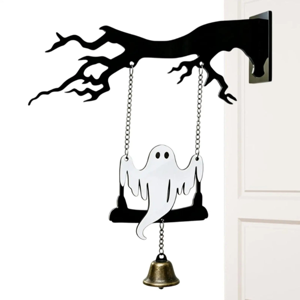 Halloween Wind Chime Outdoor Wooden Swing Wall Ornament Haunted House Qme