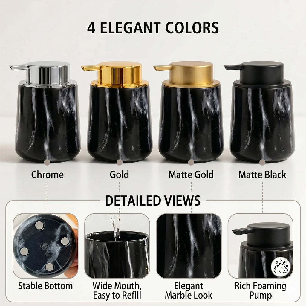 Luxury Marble Pattern Foaming Soap Dispenser Refillable Hand Soap Pump Bottle for Bathroom Kitchen Hand Washer Container Home Qme