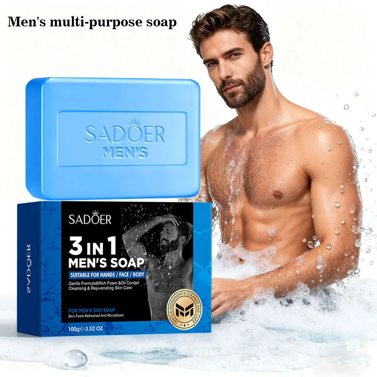 Men's Three One Bath Perfume Soap Witch Hazel Aloe Moisturizing Oil Qme 100g