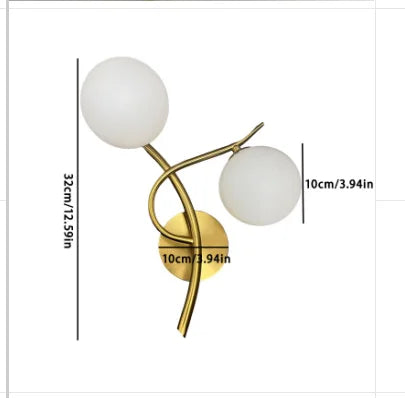 Nordic Modern Iron Wall Lamps LED Bedroom Bed Lamp Learning Corridor Room Indoor Wall Lights Glass Ball Decor Light Fixtures G9 Qme Gold