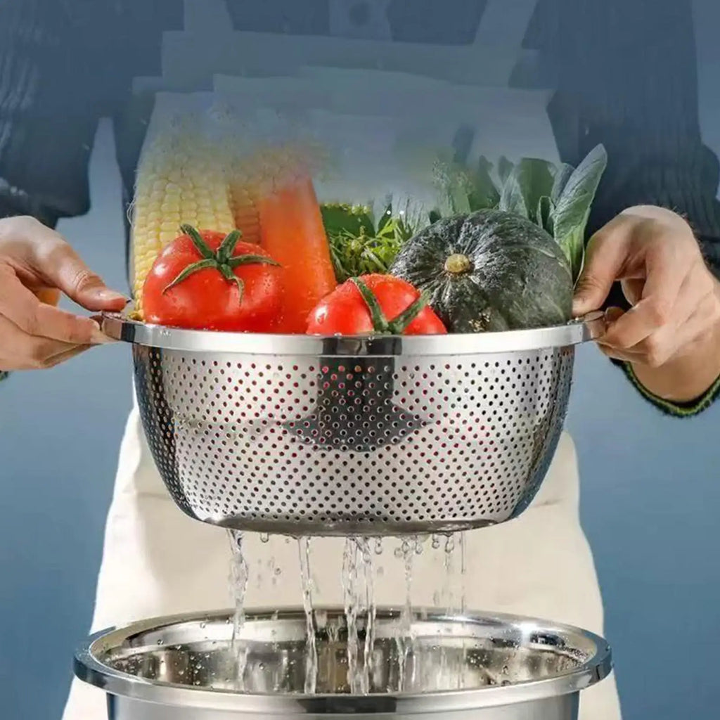 Mesh Strainer Bowl Multipurpose Draining Basket Grater Stainless Qme
