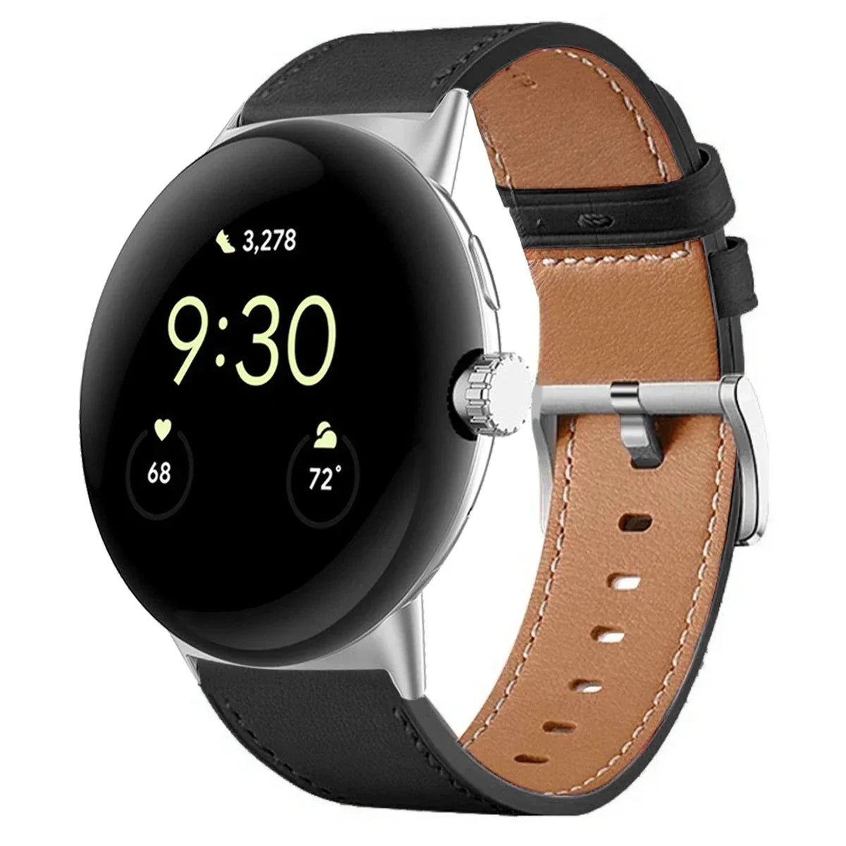 For Google Pixel Watch 3 41 45mm Strap Leather Replace Wristband Correa Bracelet For Google Pixel Watch 2 3 Band Belt Accessorie Qme Black-S For Pixel Watch 1