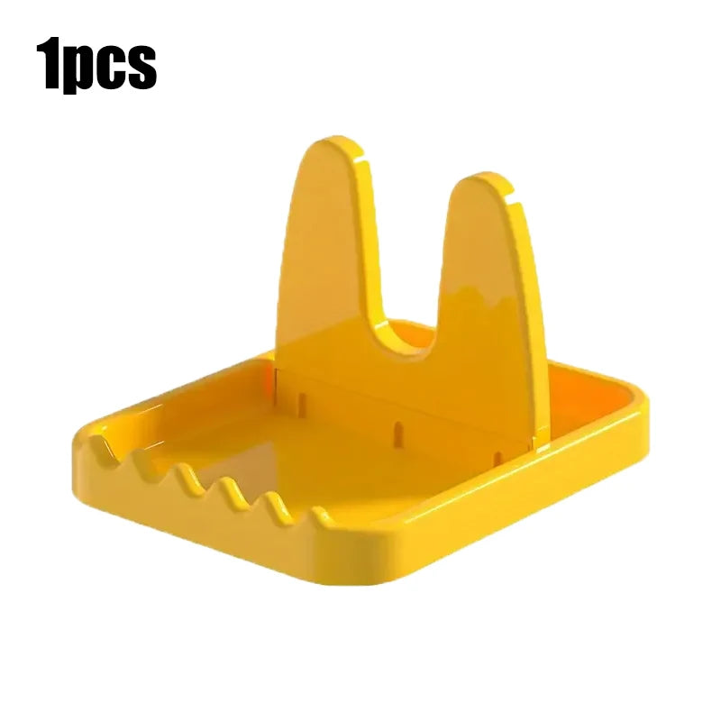 Foldable Pot Holder Plastic Spoon Holder Vertical Kitchen Storage Rack Suitable For Ladle Forks And Lid Rack Storage Rack Qme yellow-1pcs