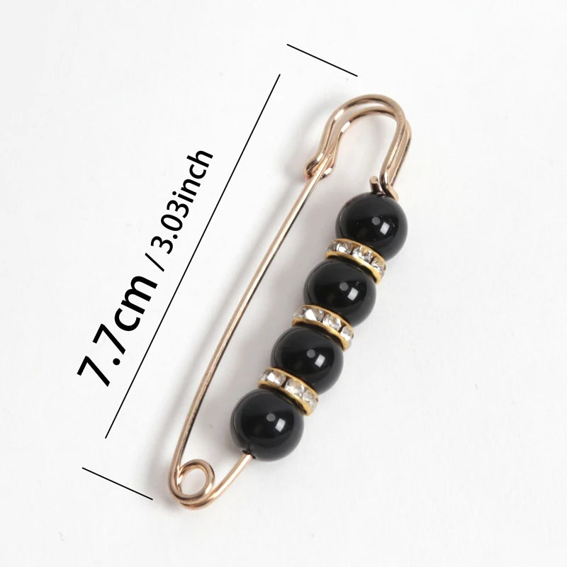 Women Fashion Pearl Brooch Waist Cinching Adjustable Skirt Anti-slip Qme
