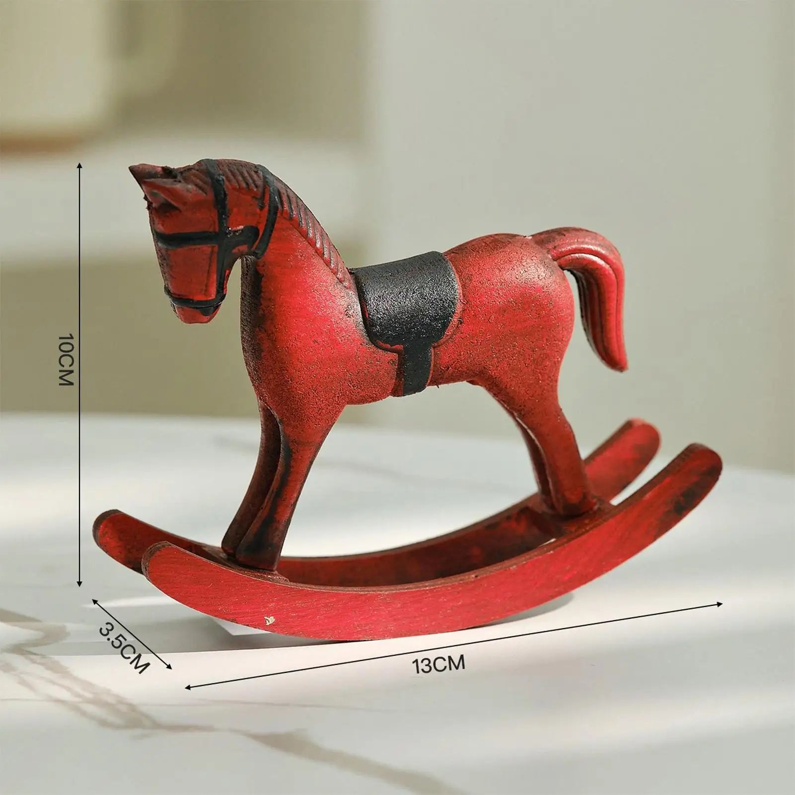 Horse Figurine Vintage Wooden Funny Rocking Toys Desk Sculpture Qme