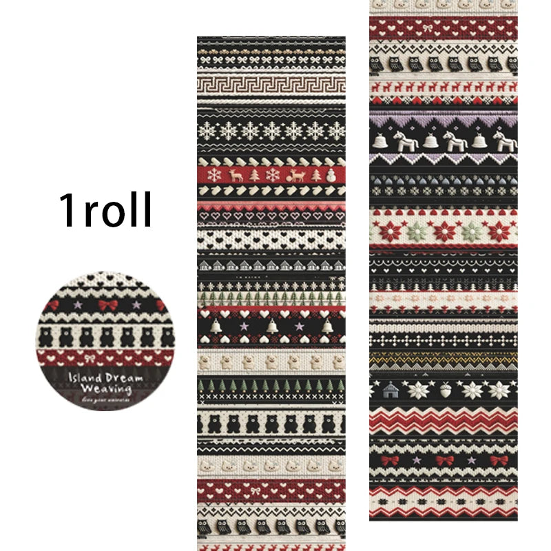 Vintage Knit Texture Die-Cut Washi Tape, Soft Style Journal Base & Section Decoration, Healing Stationery Qme F