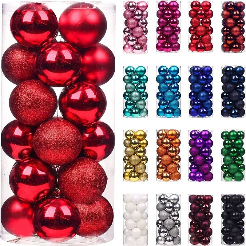 24pcs Christmas Ball Christmas Tree Decoration Ornaments for Home Decor Halloween New Year Navidad Pendant Ball Accessories Qme