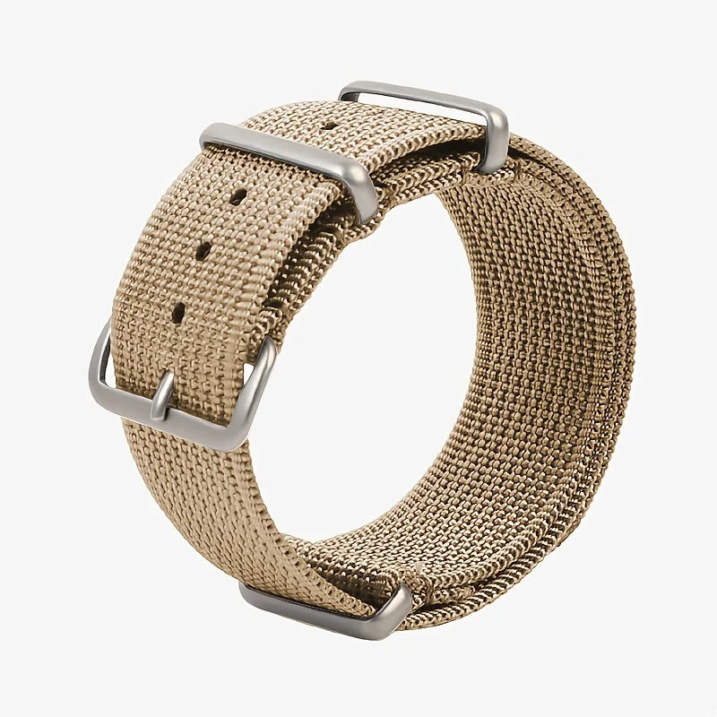 Nylon Watch Strap 22mm Canvas Replacement Watch Band Stainless Steel Buckle Waterproof Sports Wristband For Men Women Watches Qme Khaki