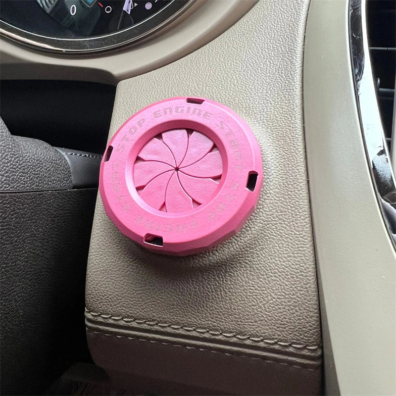 Car Engine Start Stop Button Cover Interior Ignition Switch Knob Qme Pink