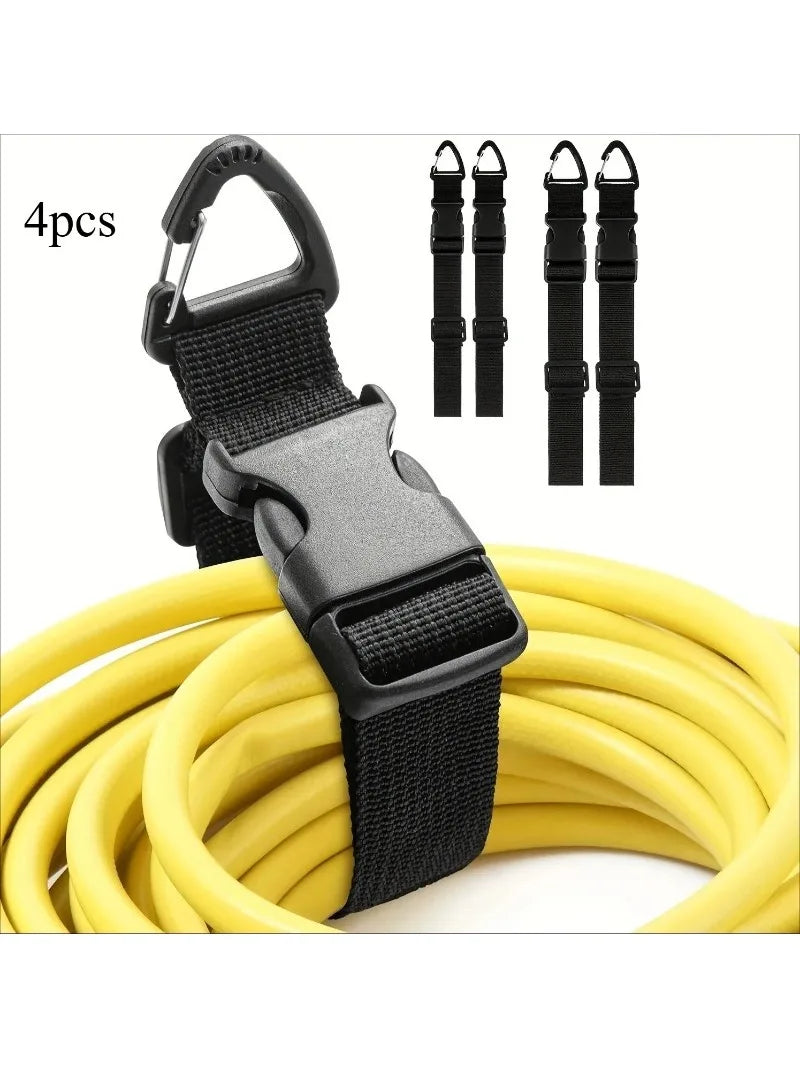 45cm Black Adjustable Extension Cord Organizer Heavy-Duty 3-Axis Buckle Storage Strap for Workshop Garage Cable Management Qme 4pcs