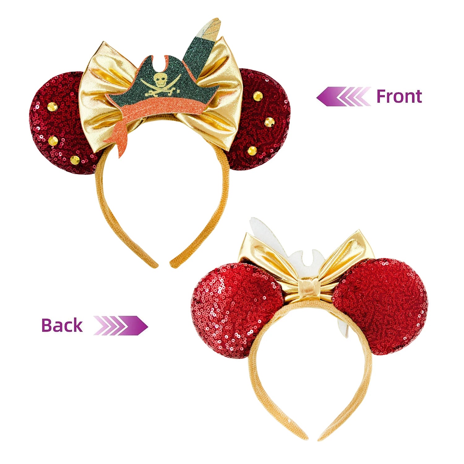 Skull Crossbones Pirate Mickey Mouse Ear Headband Women Adult Cosplay Halloween Hairband Festival Party Cosplay Hair Accessories Qme