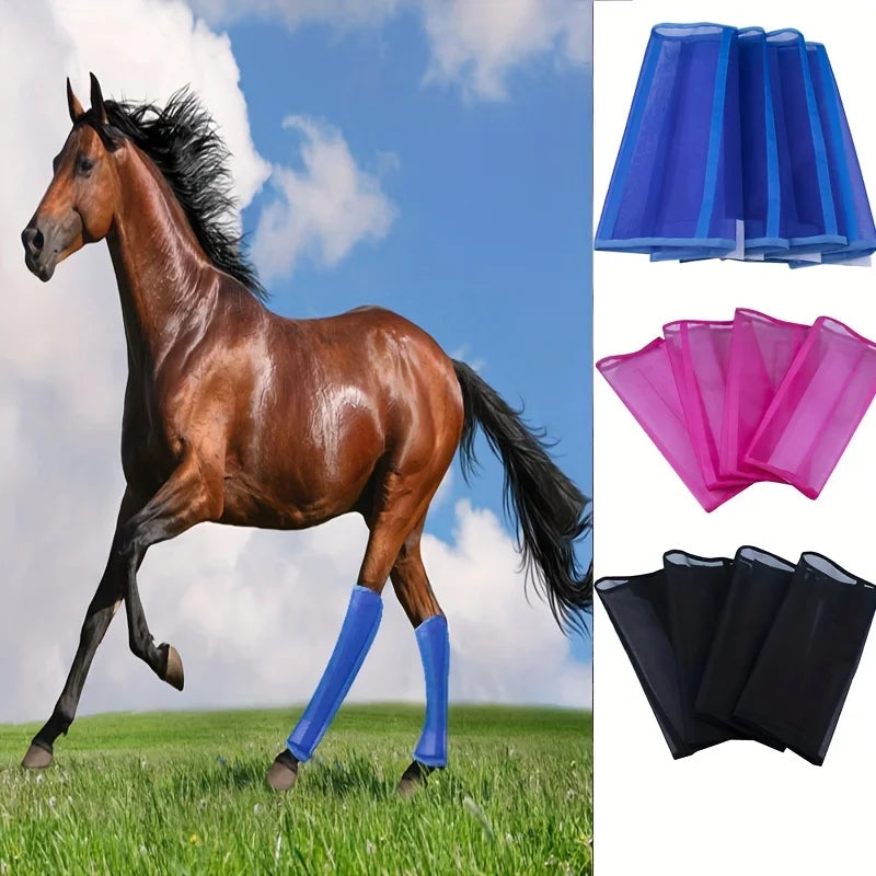4Pcs Fly Boot for Horses Horse Fly Leggings Breathable Horse Boot Protective Horse Leg Wraps for Flies Qme
