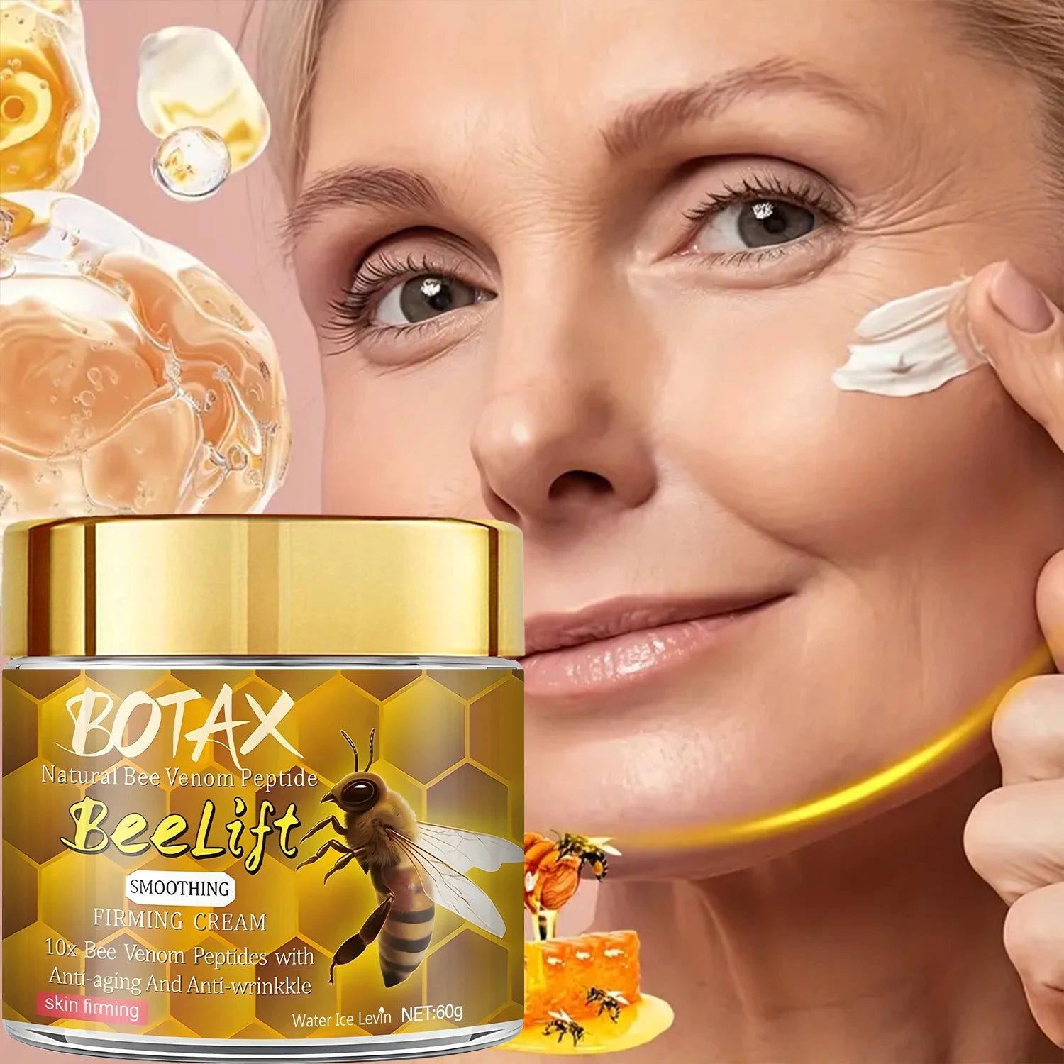 Botax Natural Bee Venom Peptide Beelift Face Cream - 10x Anti-Aging & Smoothing Firming Cream with Retinol Qme