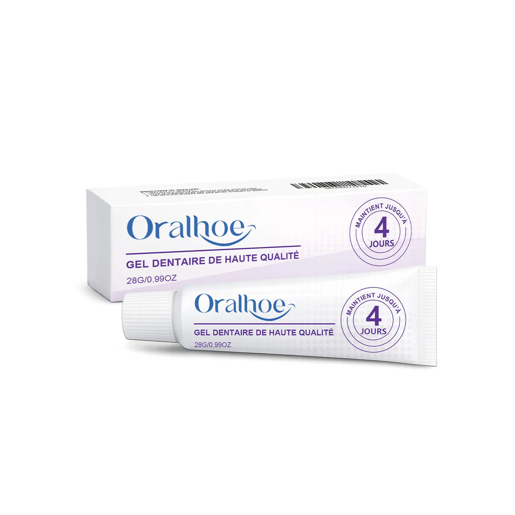Oralhoe Denture Adhesive Long Lasting Fixation Denture Glue for False Teeth Denture Care Comfortable Portable Denture Fixing Gel Qme 28g