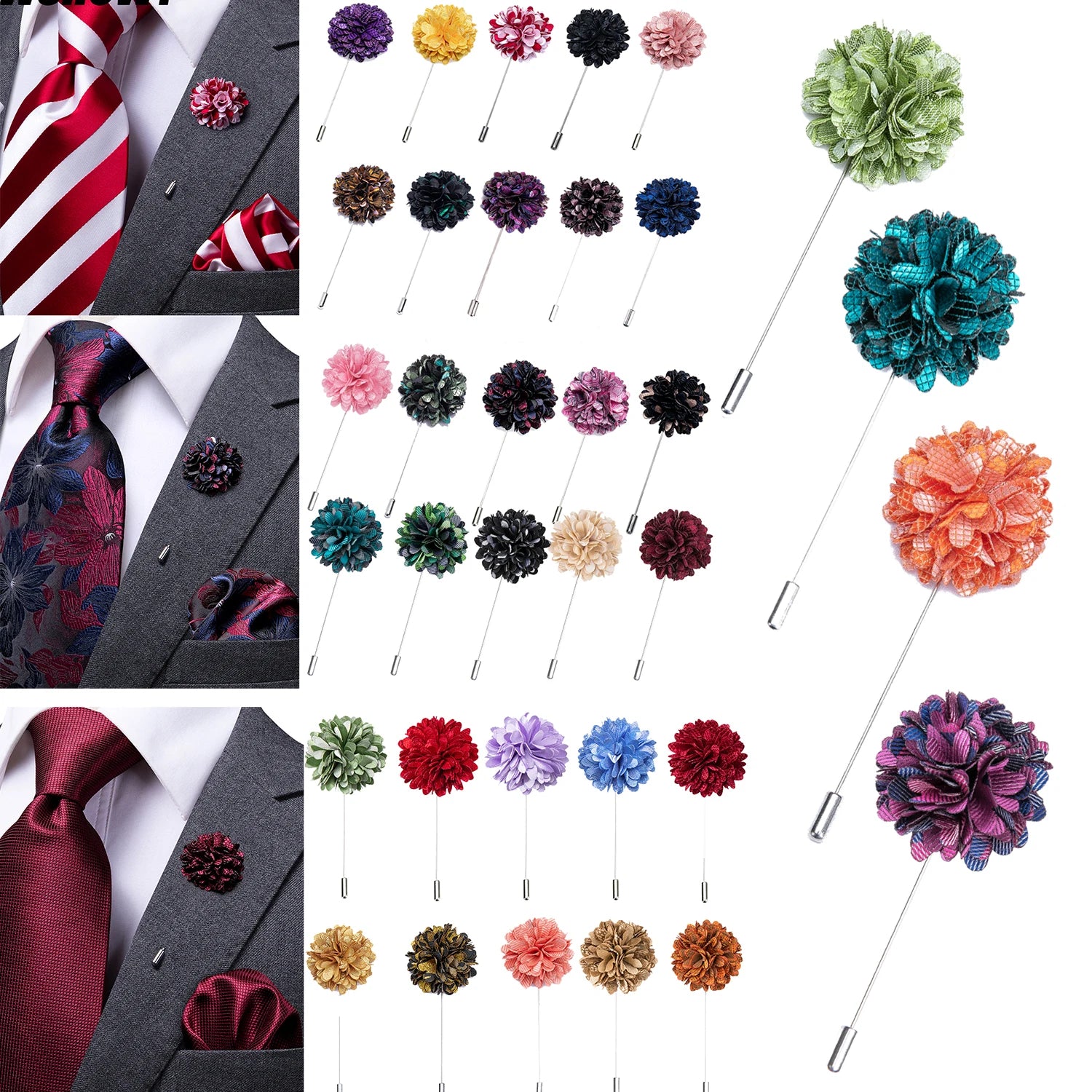 Hi-Tie Formal Rose Boutonniere Groomsmen Bridesmaid Wrist Corsage Buttonhole Wedding Accessories Brooch Qme