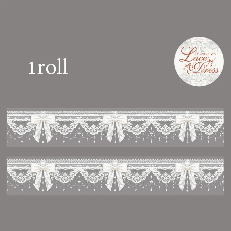 3 Rolls Imitation French Palace Lace Border Washi Tape, Elegant White Lace Stickers for Junk Journal Decoration Qme A