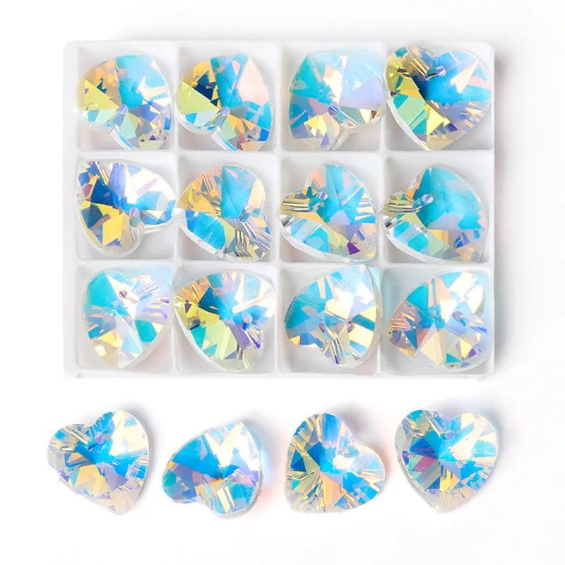AB Color Shiny Crystal Charms Pendants Loose Beads for Necklace Bracelet Earring DIY Crafting Jewelry Accessory Making Supplies Qme 18x18mm-12pcs