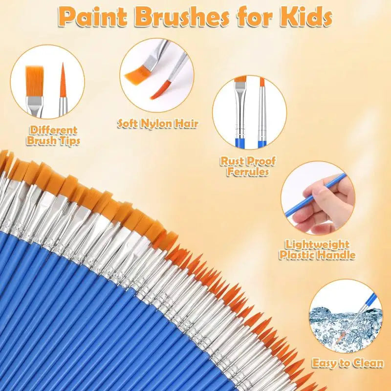 100 130 160 180 Painting Brushes Art Flat Tip Round Nylon Hair Paint Qme